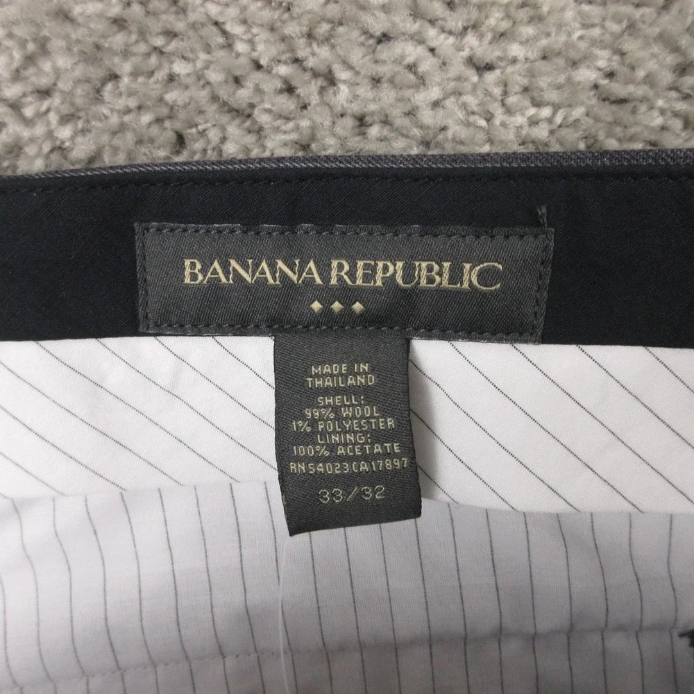 Banana Republic Pants Mens 33x32 Gray Pinstripe Dress Trousers Wool Straight NEW